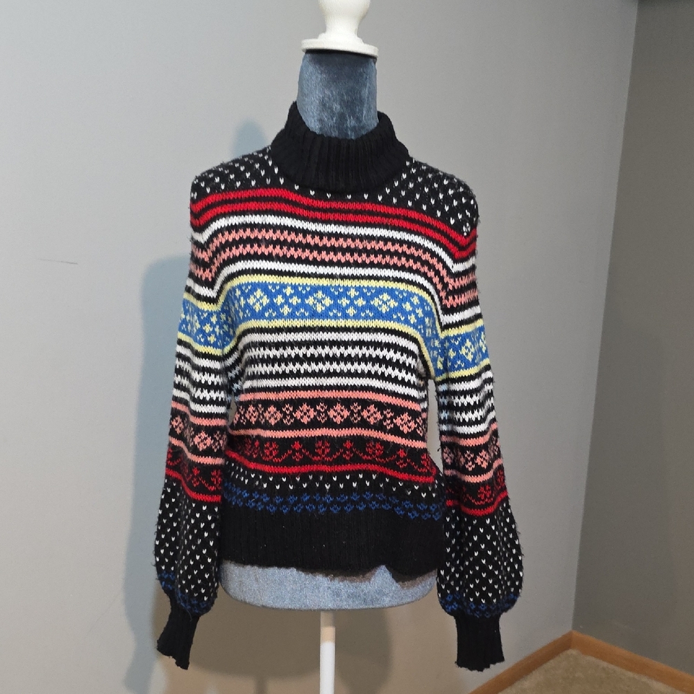 American‎ Eagle Outfitters Black Multicolor Turtleneck Sweater